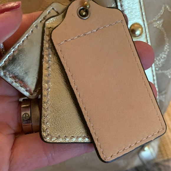 Authentic COACH LUREX METALLIC LEATHER W STUDS ZIP TOP SHOULDER BAG (EUC) - Picture 11 of 16